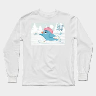 Wonderful, funny wintermood in this cute Christmas greeting with birds scating on the ice Long Sleeve T-Shirt